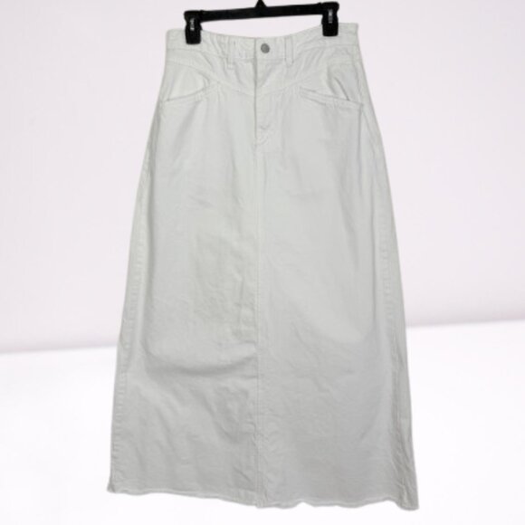Free People We The Free Come As You Are Denim Maxi Skirt Sz 6 White - Picture 5 of 13